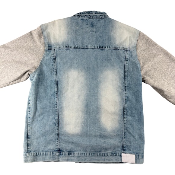 Vintage Southpole Denim Jacket Mens 5XB Blue Hooded Button Front Streetwear Y2K - Picture 8 of 13